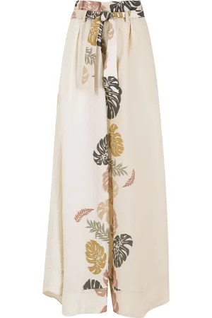 AMIR SLAMA Palm leaf print flared trousers