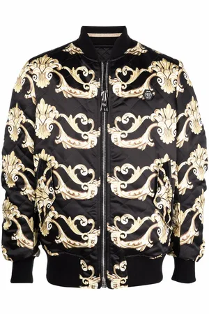 Philipp Plein Gothic-print quilted bomber jacket