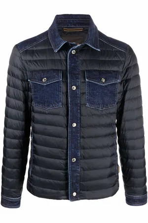 MOORER Denim-detail padded jacket