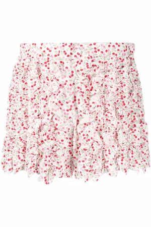 Msgm Cherry-print ruffled mini shorts