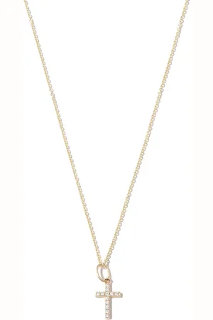 Sydney Evan 14kt yellow diamond cross necklace