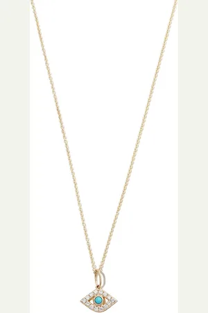 Sydney Evan 14kt yellow Evil Eye diamond and turquoise necklace