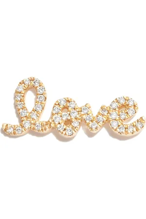 Sydney Evan 14kt yellow Love diamond stud earring