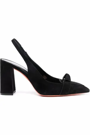 santoni Knot-embellished 95mm slingback pumps