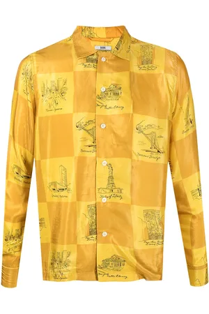 BODE Illustration-style print silk shirt