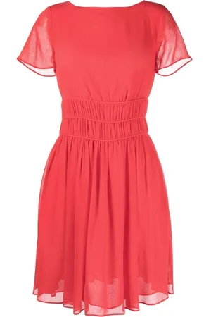 Emporio Armani Ribbed-waist A-line dress