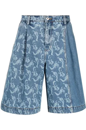 Feng Chen Wang Printed denim shorts
