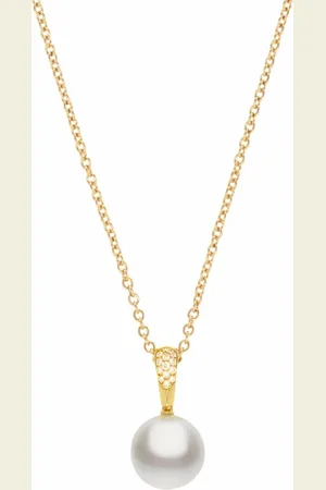 Autore 18kt yellow classic diamond pearl pendant