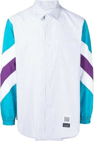 Fumito Ganryu Contrast-sleeve striped shirt