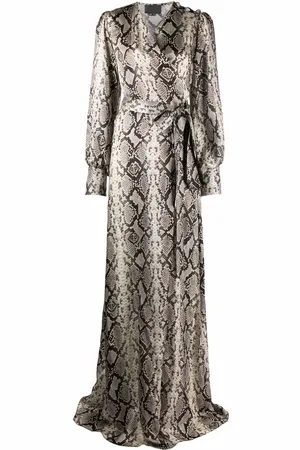 Philipp Plein Python-print silk long dress