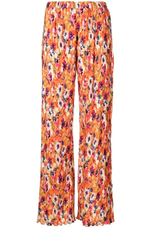 Msgm Pleated floral-print trousers