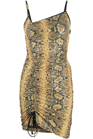 GCDS Snakeskin print gathered mini dress