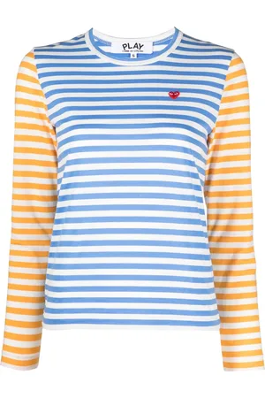 Comme des Garçons Logo-patch striped T-shirt