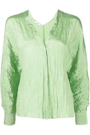Vince Crinckle-effect V-neck blouse