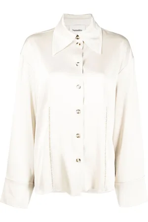 Nanushka Caio ladder-stitch satin shirt