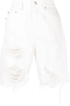 GOEN.J Distressed straight-leg denim shorts