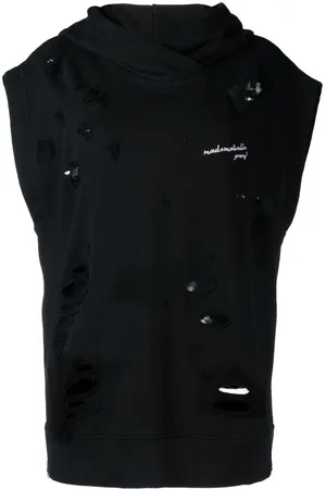 GOEN.J Distressed sleeveless hoodie