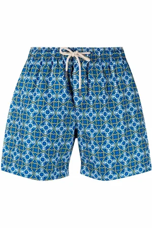 PENINSULA SWIMWEAR Tile-print drawstring-waist swim shorts