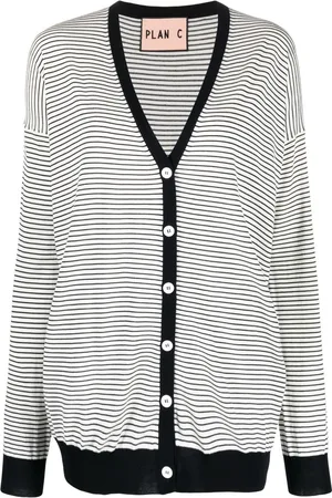 Plan C Stripe-print button-up cardigan