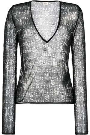 Saint Laurent Open-knit semi-sheer top
