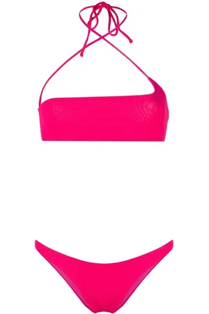 The Attico Ribbed halterneck bandeau bikini