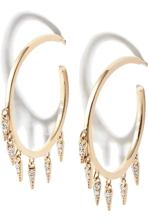 Sydney Evan 14kt yellow Fringe diamond hoop earrings