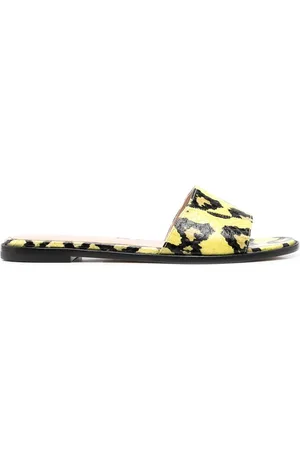 Scarosso Graphic-print leather sliders