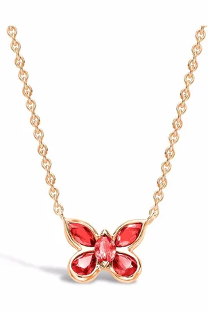 Pragnell 18kt yellow Butterfly ruby pendant necklace