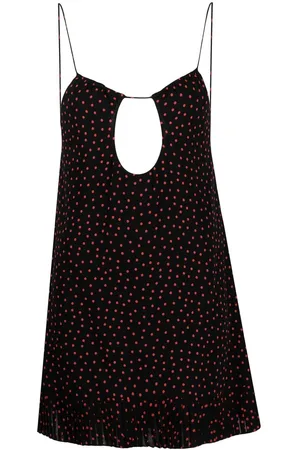 Saint Laurent Polka-dot print cut-out detail mini dress