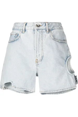 OFF-WHITE Cut-out high-waisted denim shorts