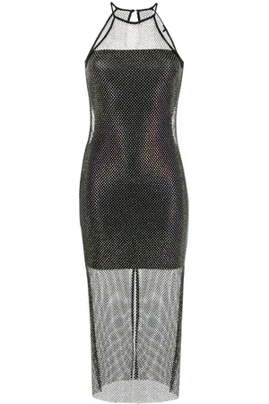 Patrizia Pepe Sleeveless rhinestone-embellished mesh dress