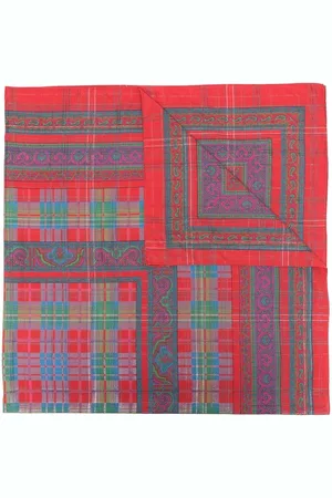 Saint Laurent 1980s check paisley-print scarf