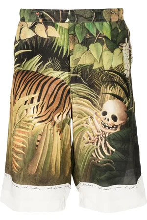 Endless Joy Forest graphic-print silk shorts