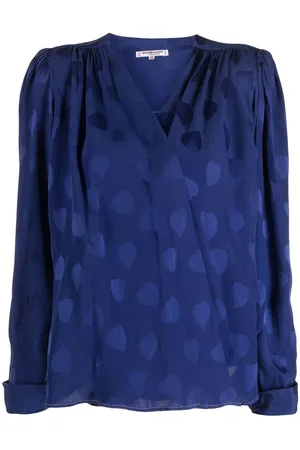 Saint Laurent 1980s heart-motif V-neck silk blouse