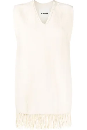 Jil Sander Fringed v-neck vest top