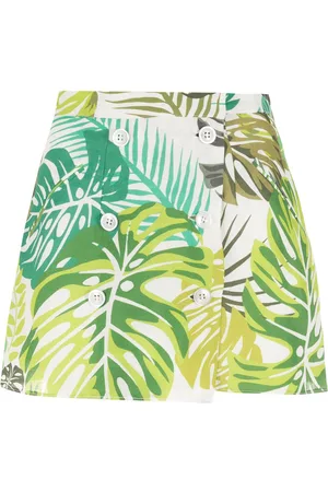 AMIR SLAMA Palm leaf print mini skirt
