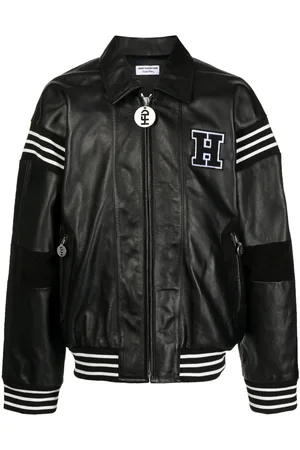 Honey Fucking Dijon Patch-detail leather bomber jacket