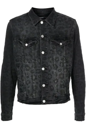 Purple Brand Monogram-leopard print denim jacket