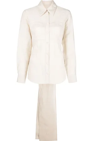 UMA WANG Bow-embellished long-sleeve shirt