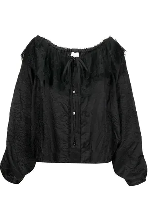 Patou Lace-collar long-sleeve blouse