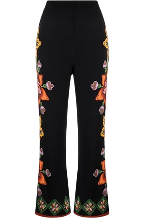 La DoubleJ Stretch floral-print straight trousers