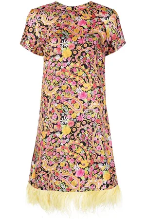 La DoubleJ Swing feather-trim mini dress