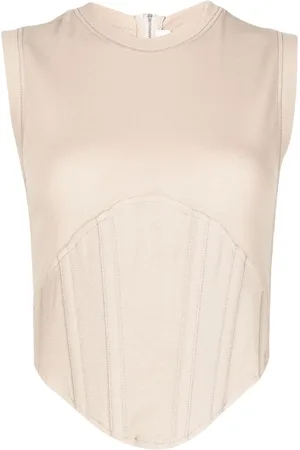 DION LEE Fine-ribbed corset tank top