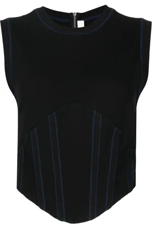 DION LEE Fine-ribbed corset tank top