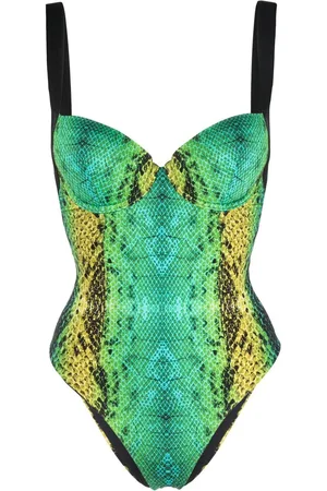 Noire Swimwear Snakeskin-print underwired swimsuit