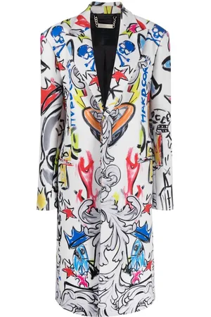 Philipp Plein Agnelli graffiti-print single-breasted coat