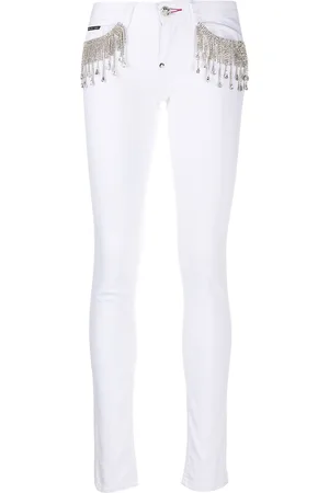 Philipp Plein Crystal-fringe slim-fit jeans