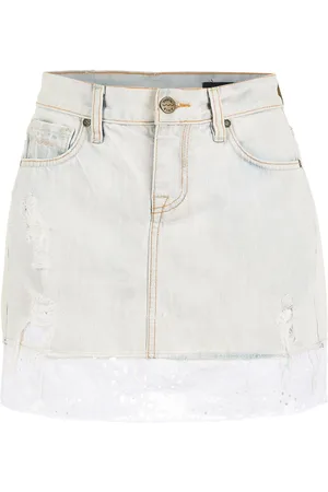 AMIR SLAMA Broderie-anglaise trim denim skirt
