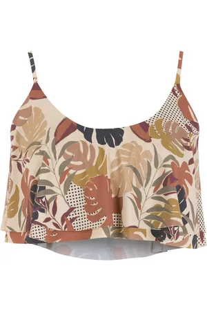 AMIR SLAMA Palm leaf print cropped top