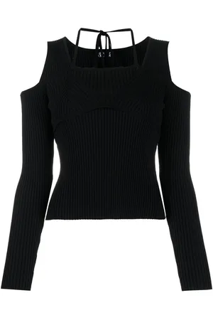VERSACE Open-shoulder ribbed jumper